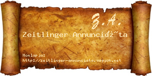 Zeitlinger Annunciáta névjegykártya